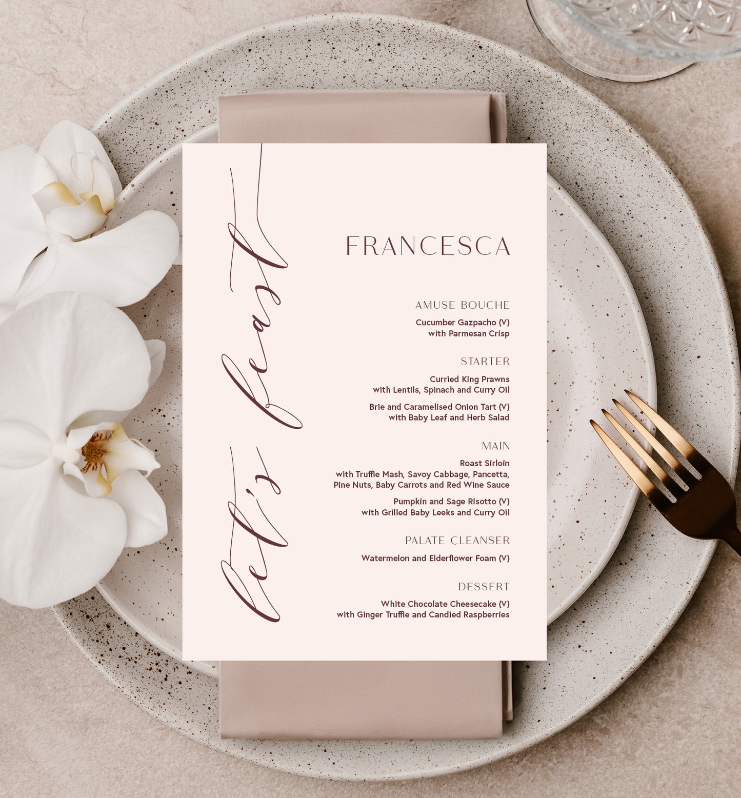 PEONY LUXE MENU