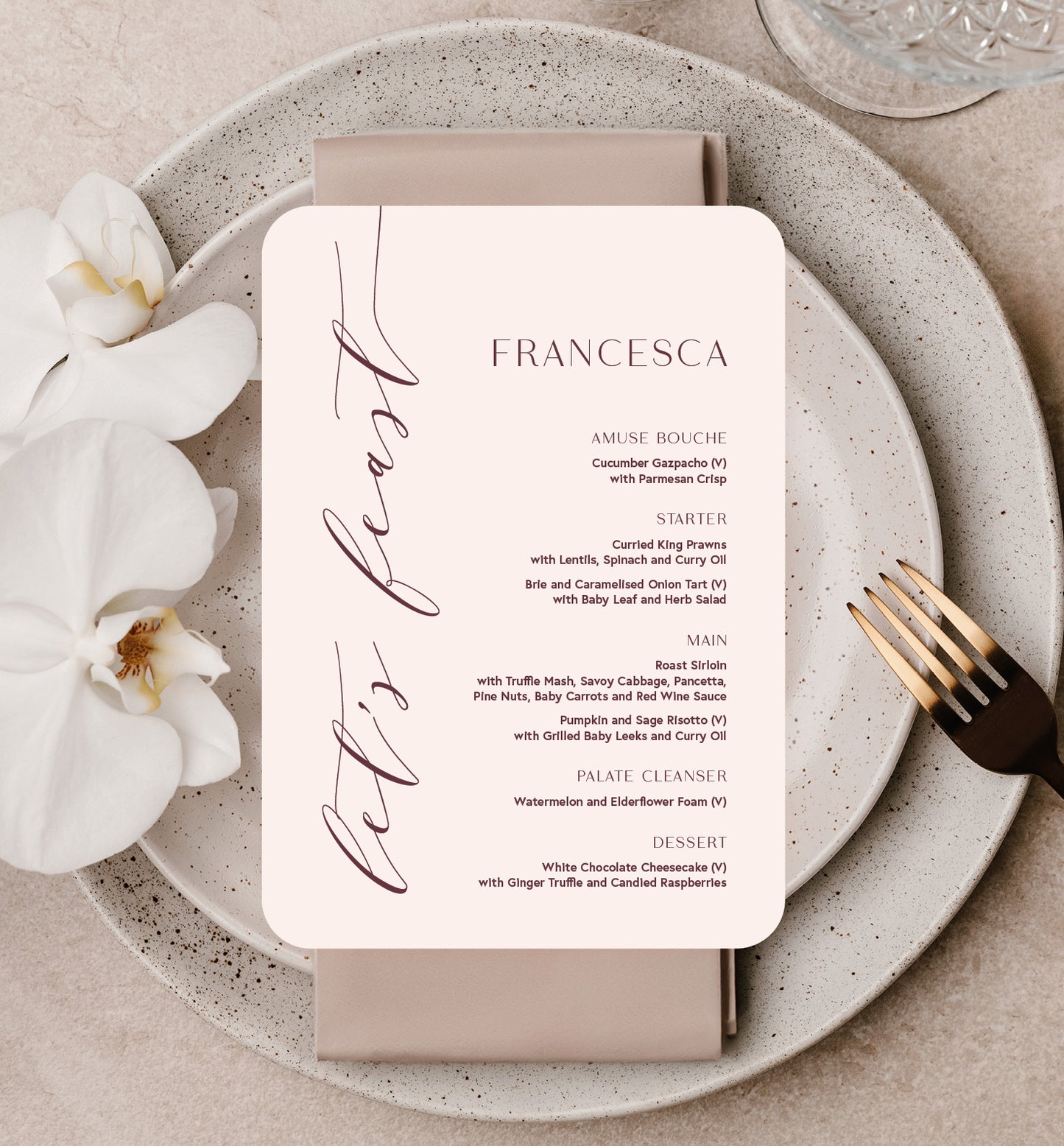 PEONY LUXE MENU