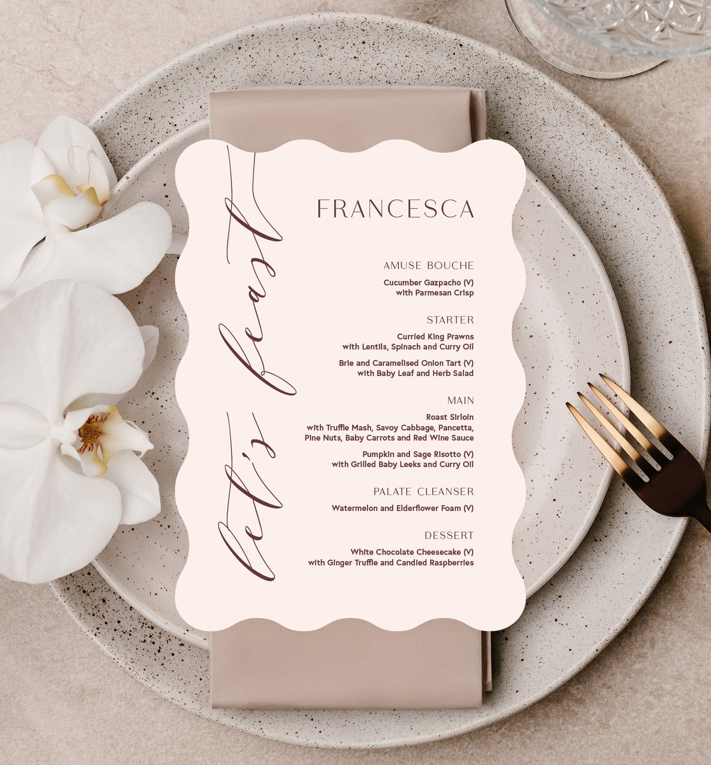 PEONY LUXE MENU
