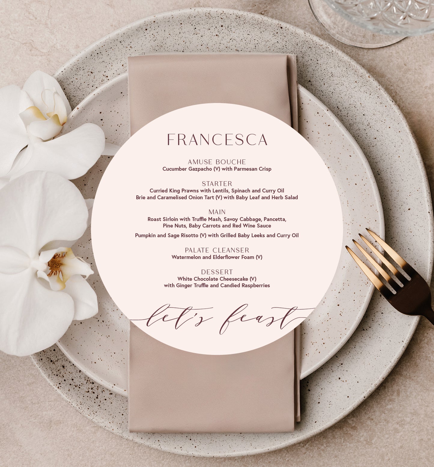 PEONY LUXE MENU