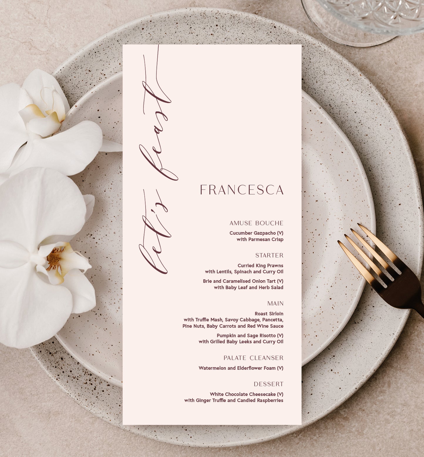 PEONY LUXE MENU
