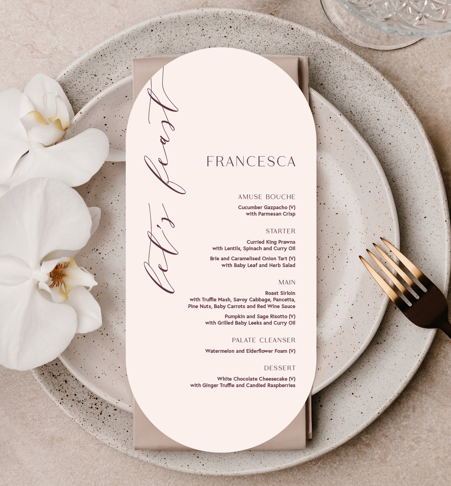 PEONY LUXE MENU