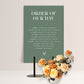 OLIVE LUXE ORDER OF THE DAY SIGN